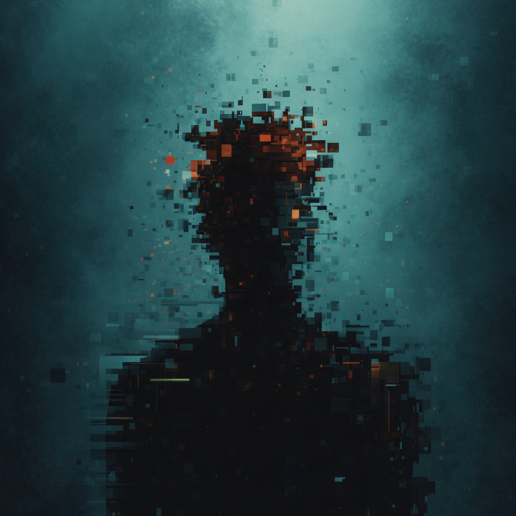 Pixelated dissolving silhouette
