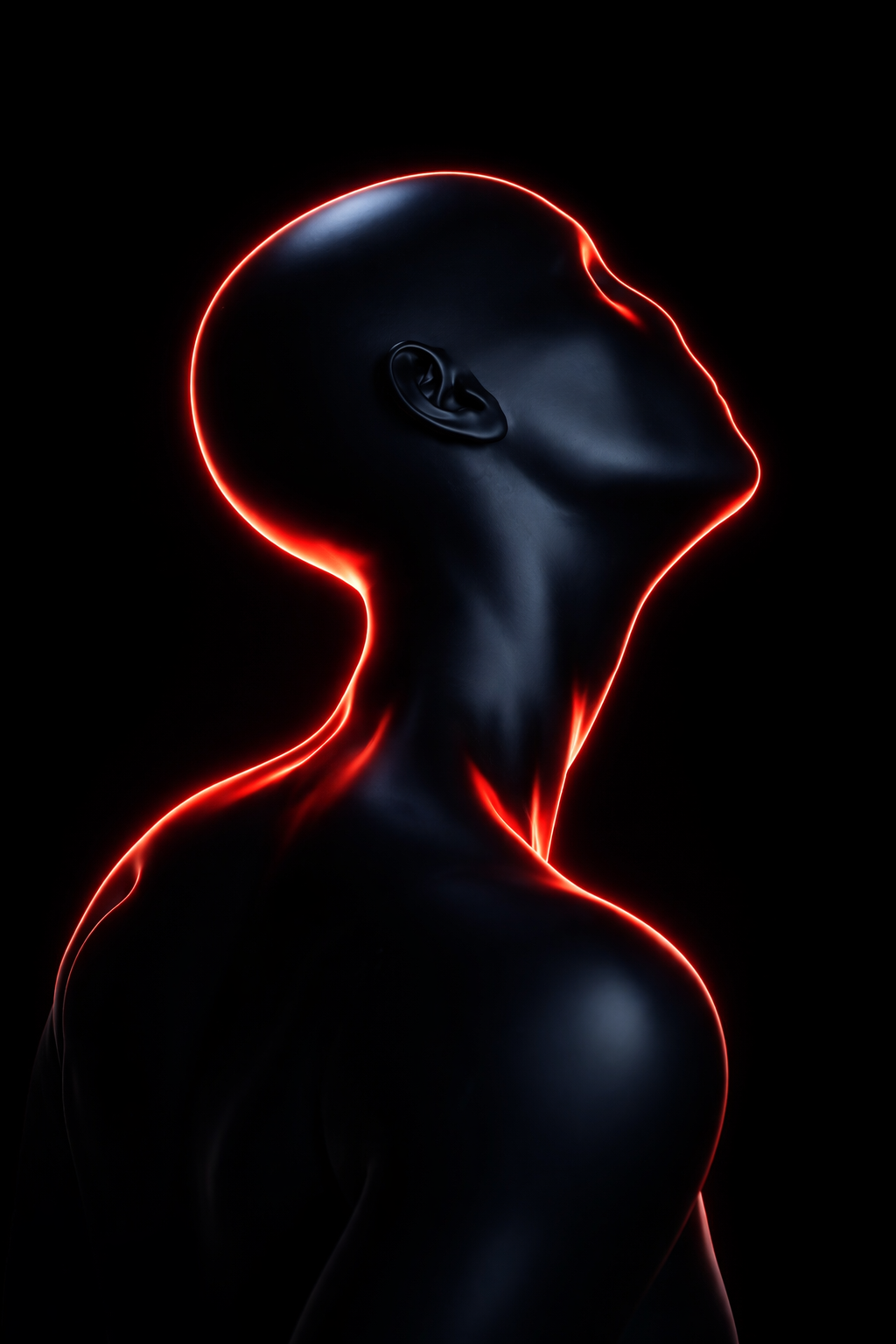 Silhouette with neon contour lighting